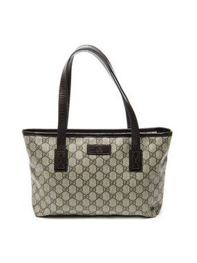 Gucci Small Joy Tote Bag Dark Brown Beige Supreme Canvas
